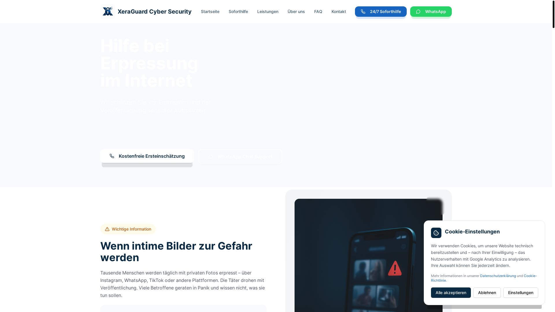 website screenshot of https://xeraguard-secure.de/