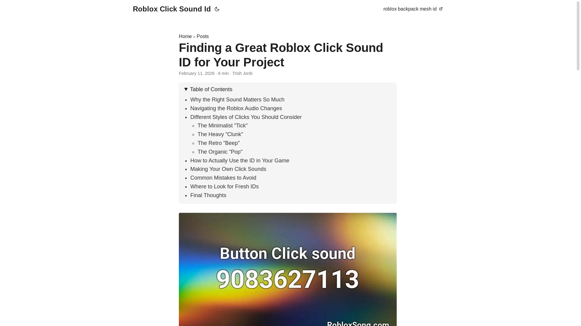 website screenshot of https://roblox-click-sound-id.pages.dev/
