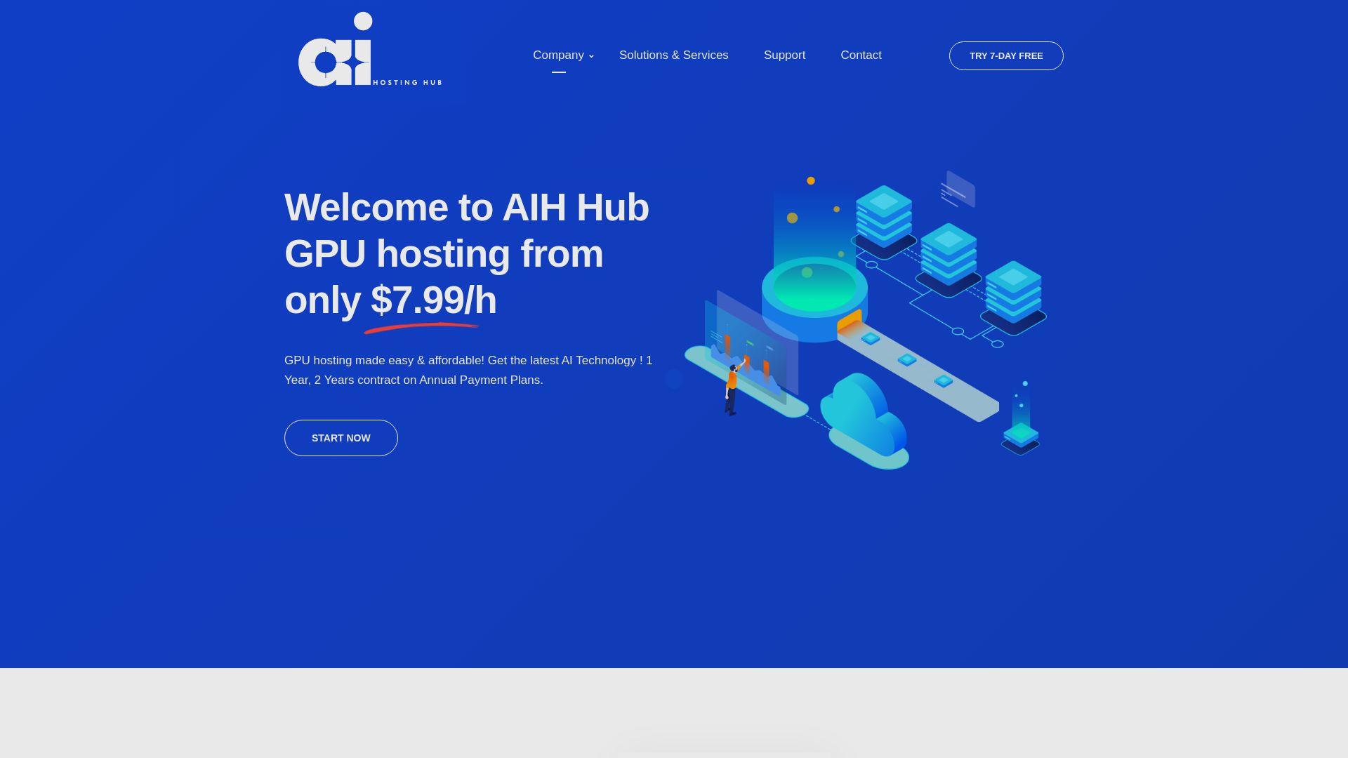 website screenshot of https://aihostinghub.om