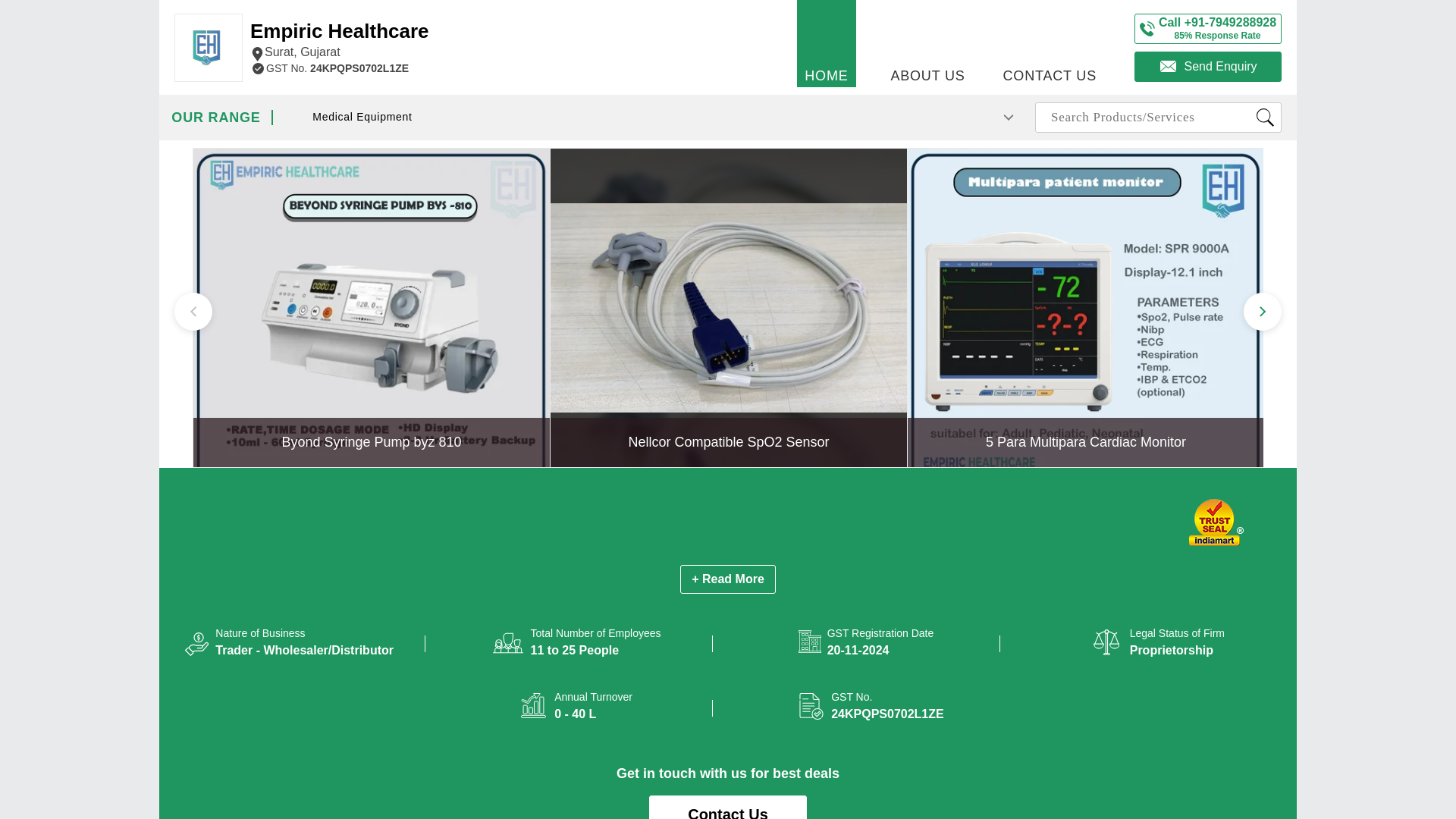 website screenshot of https://empirichealthcare.co.in/