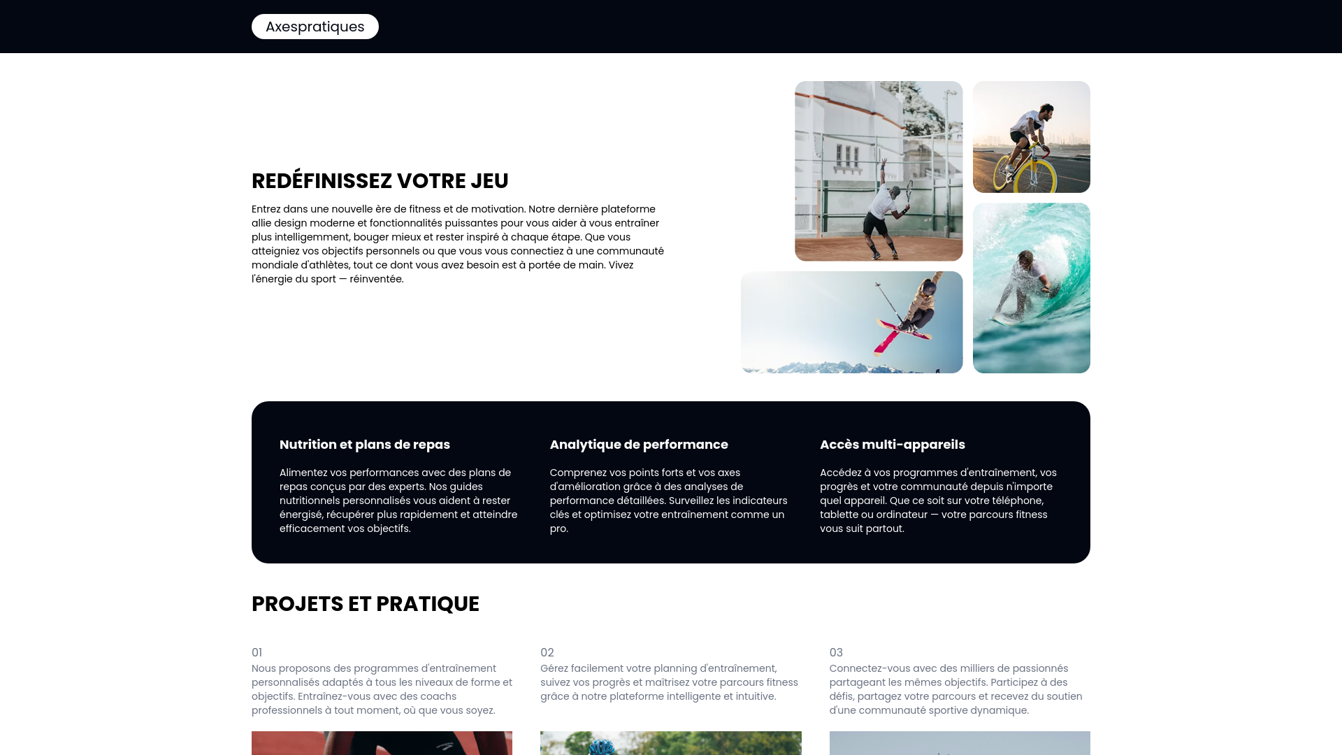 website screenshot of https://axespratiques.fr