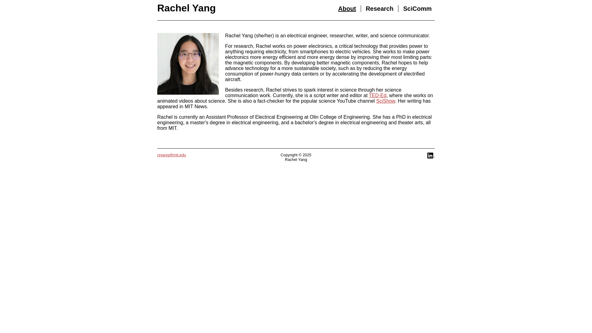 website screenshot of https://rachelyang.pages.dev/