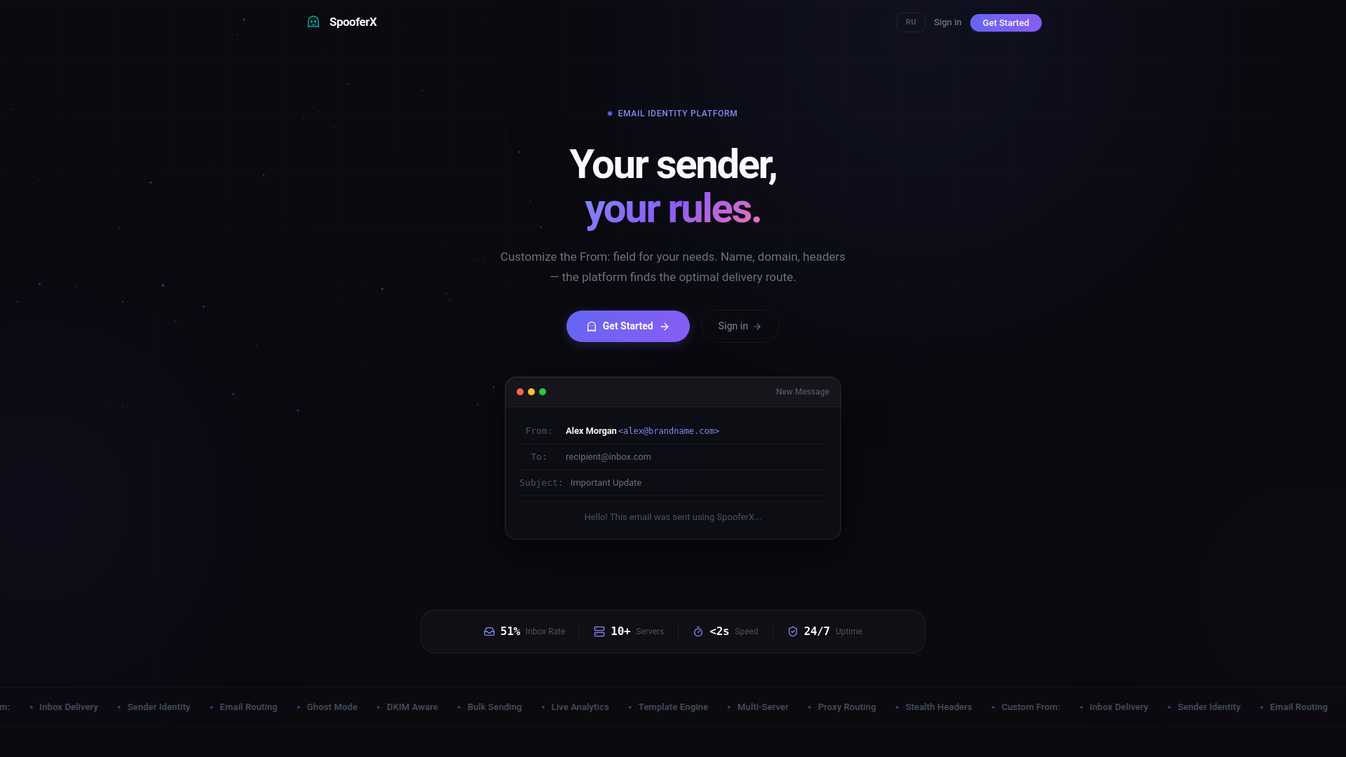 website screenshot of https://spooferx.xyz