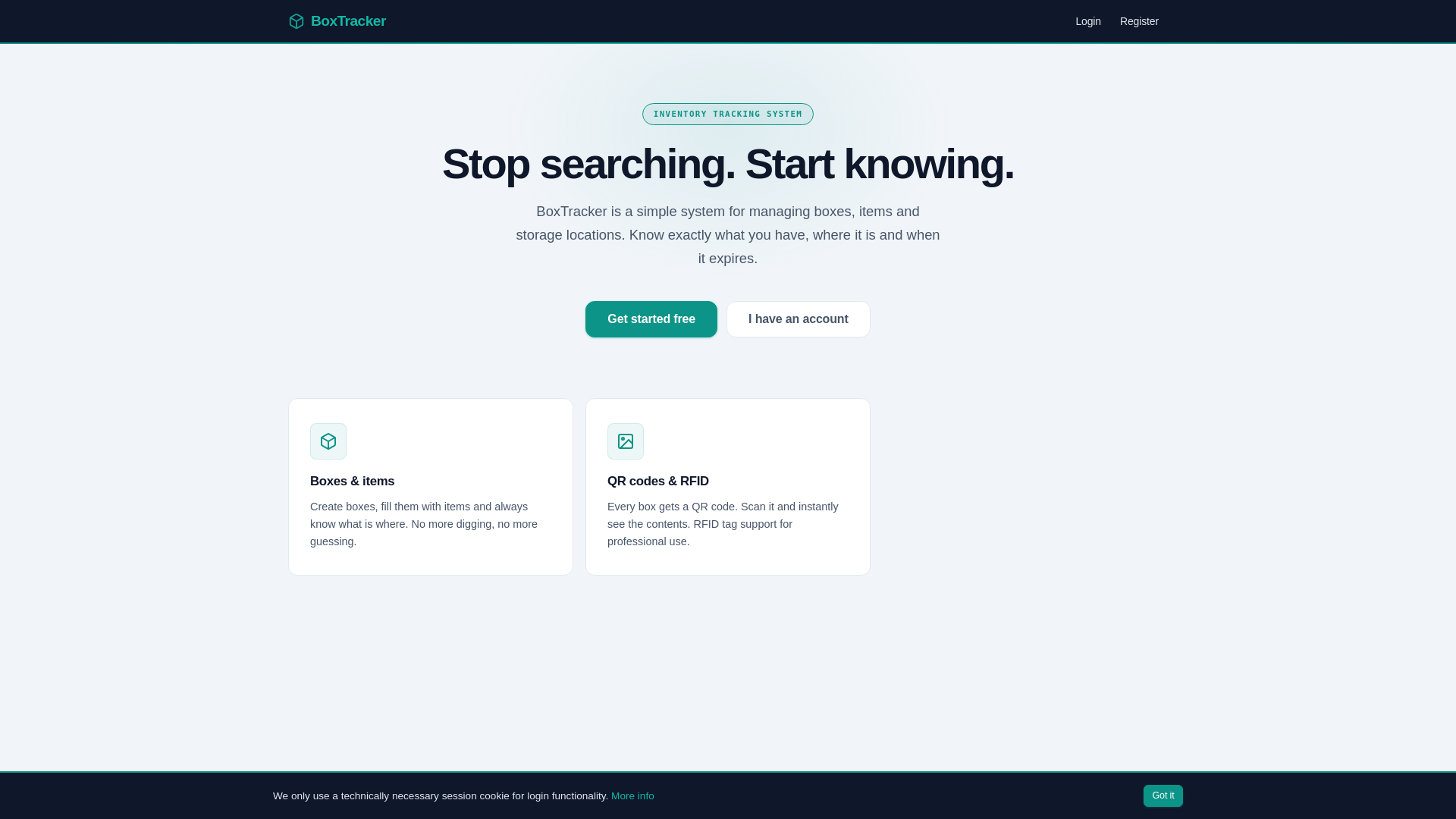 website screenshot of https://boxtracker.cz/