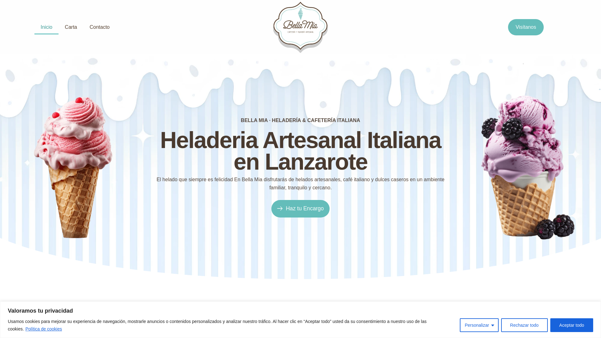 website screenshot of https://bellamiaheladeria.com/