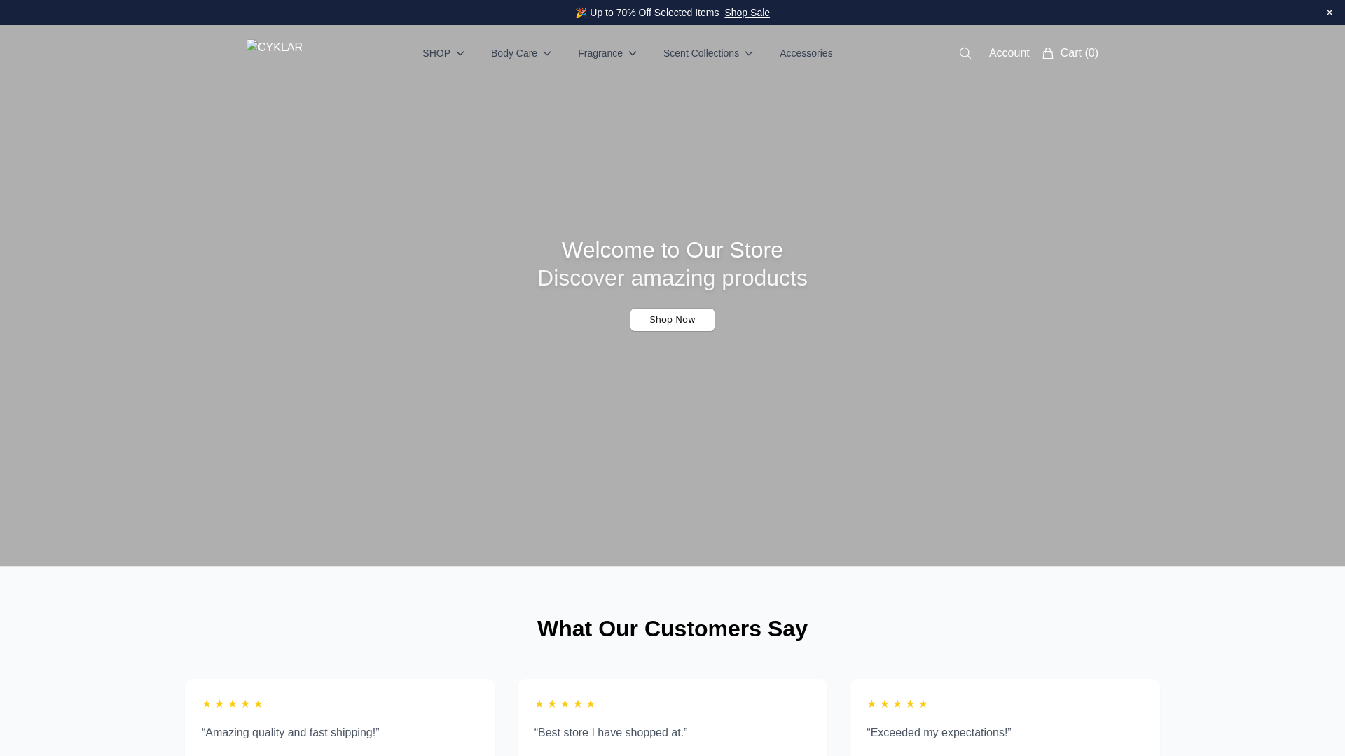 website screenshot of https://cyklarstore.shop/