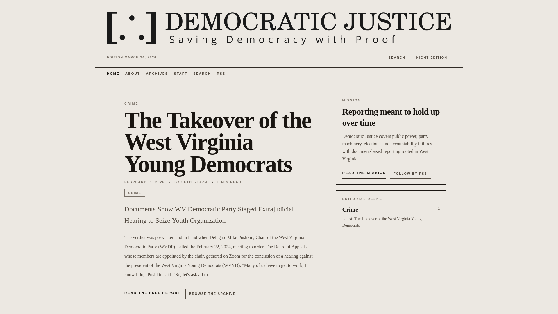 website screenshot of https://democraticjustice-org.pages.dev/