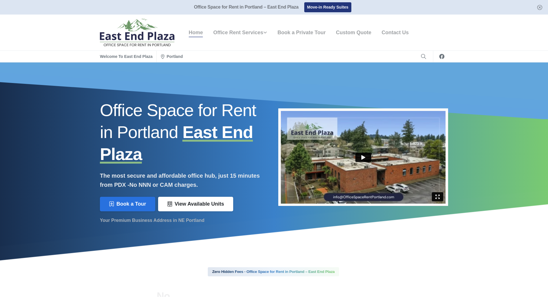website screenshot of https://officespacerentportland.com