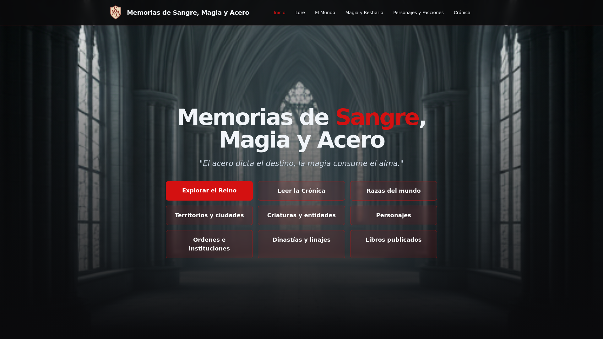 website screenshot of https://memoriassangremagiaacero.es/