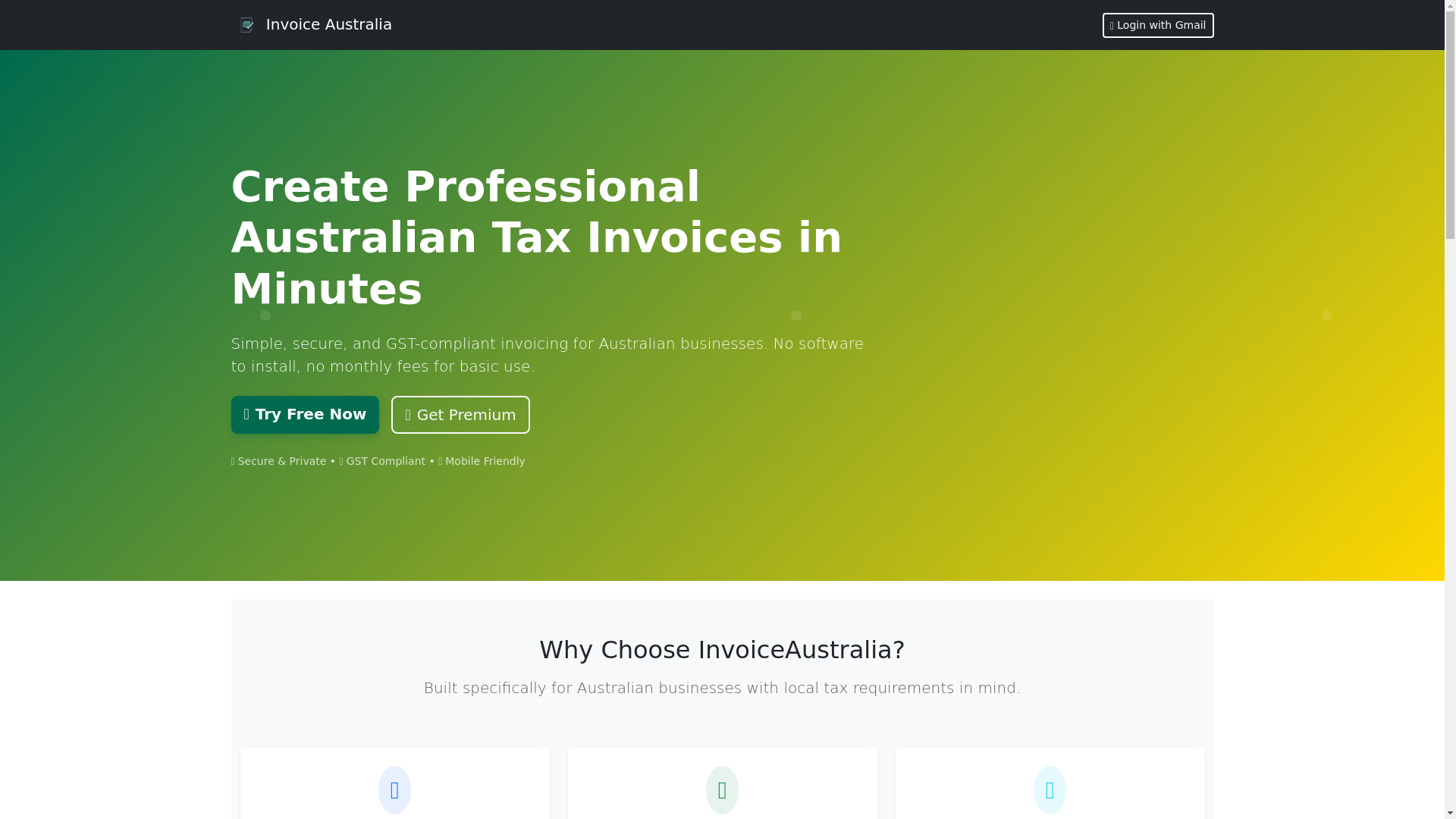 website screenshot of https://invoiceaustralia.com.au/