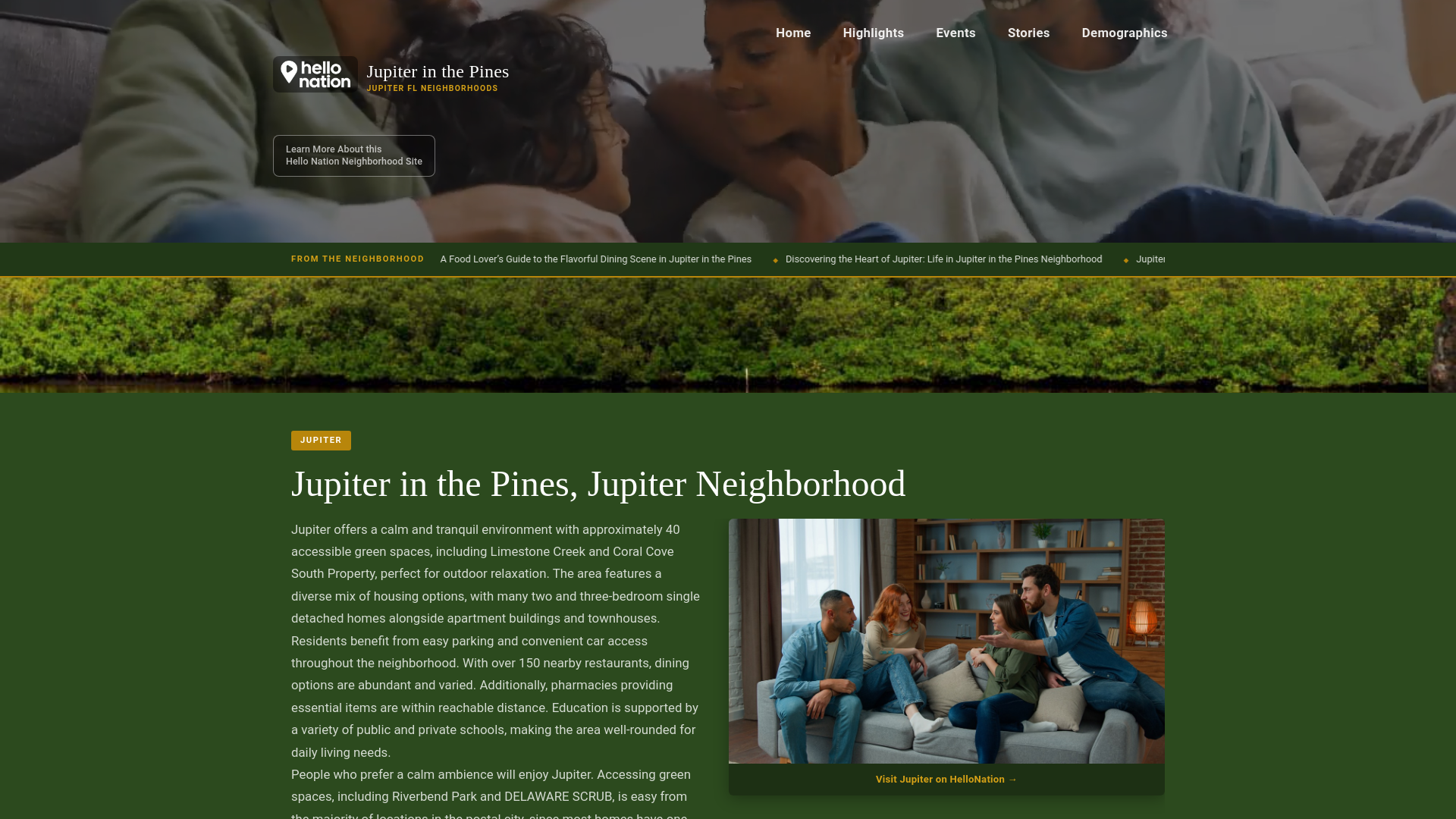 website screenshot of https://jupiterinthepinesjupiterneighborhood.org/