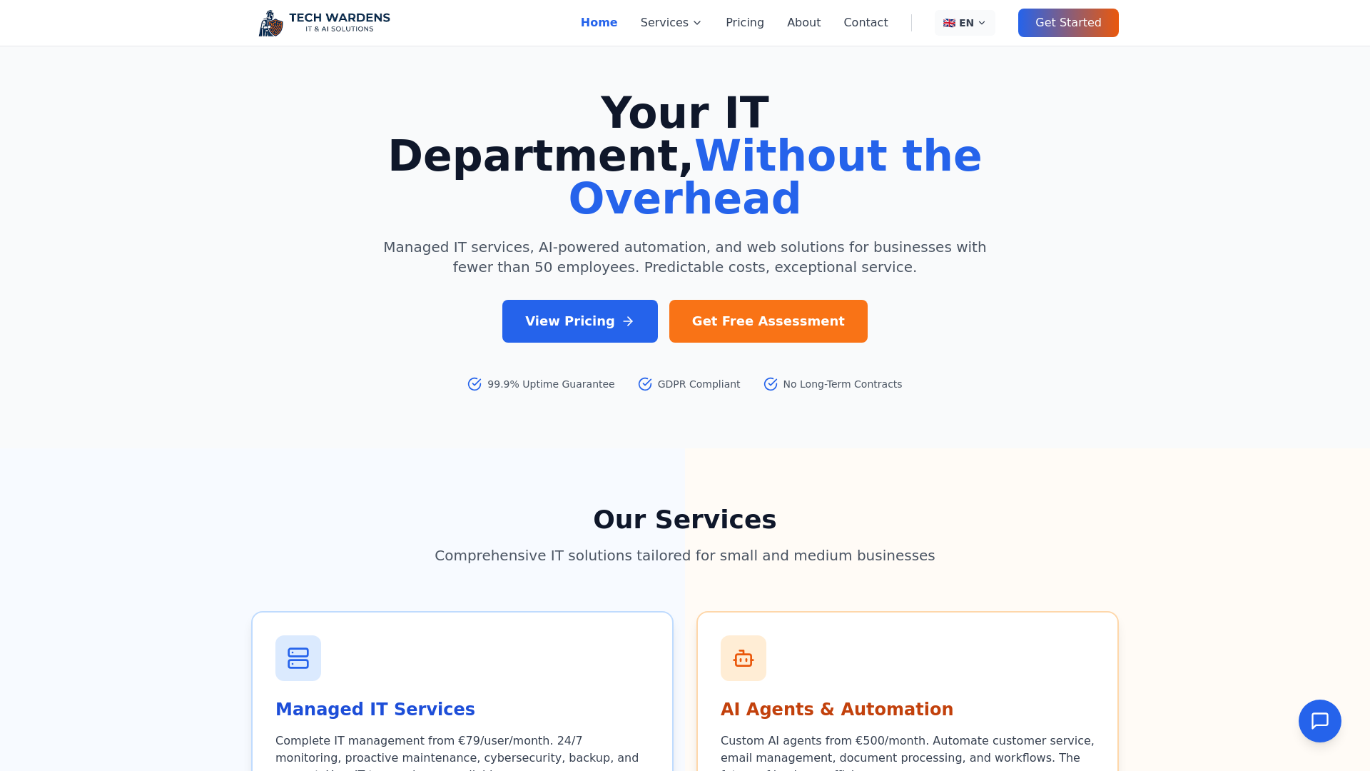 website screenshot of https://techwardens.eu
