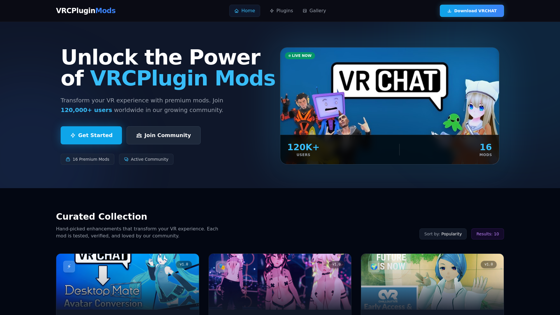 website screenshot of https://vrchatpluginmod.pages.dev/