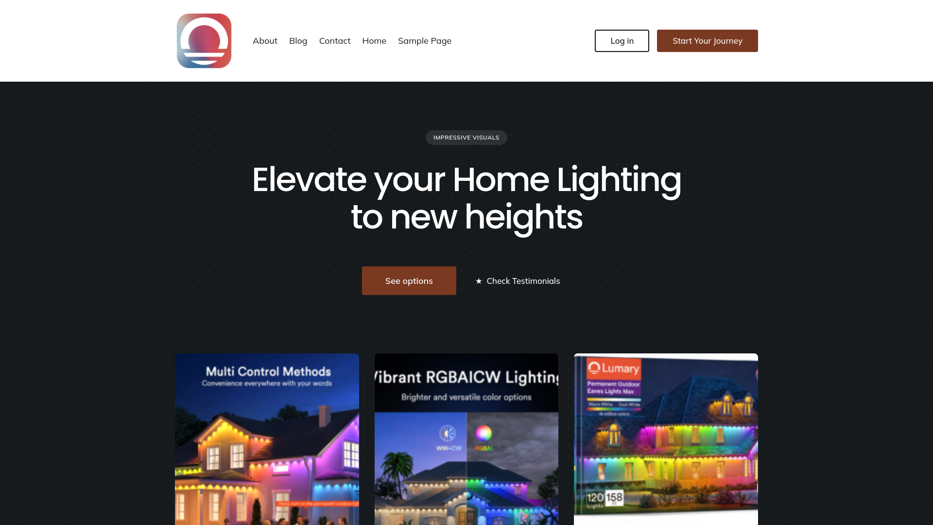 website screenshot of https://lumarylights.com