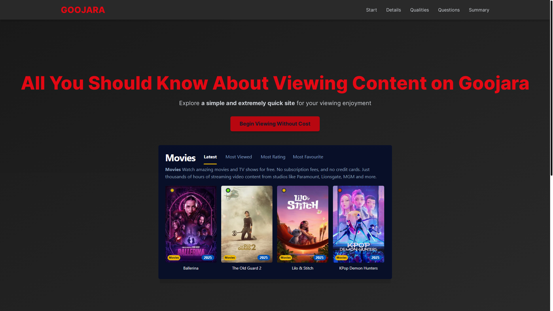 website screenshot of https://goojara-vf0g.pages.dev/