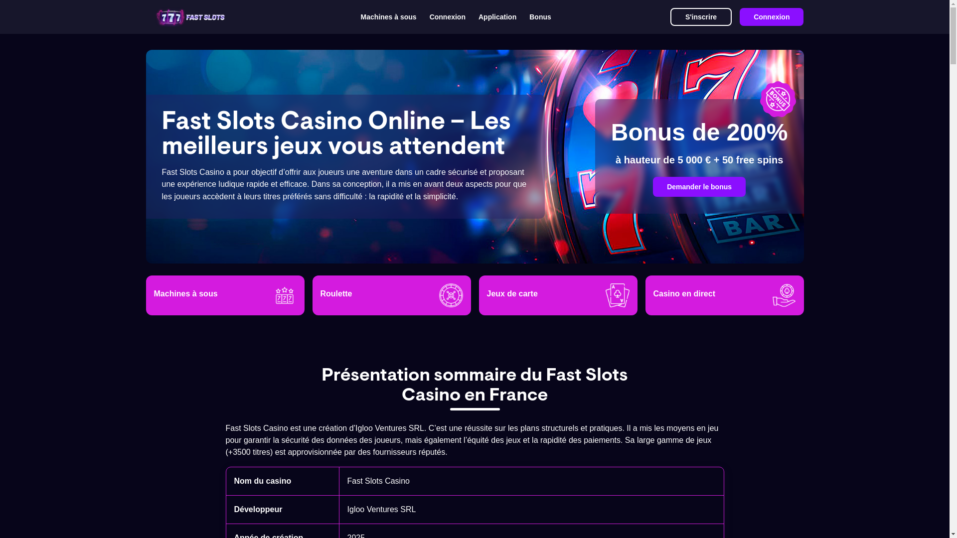 website screenshot of https://fastslotscasino-fr.fr/