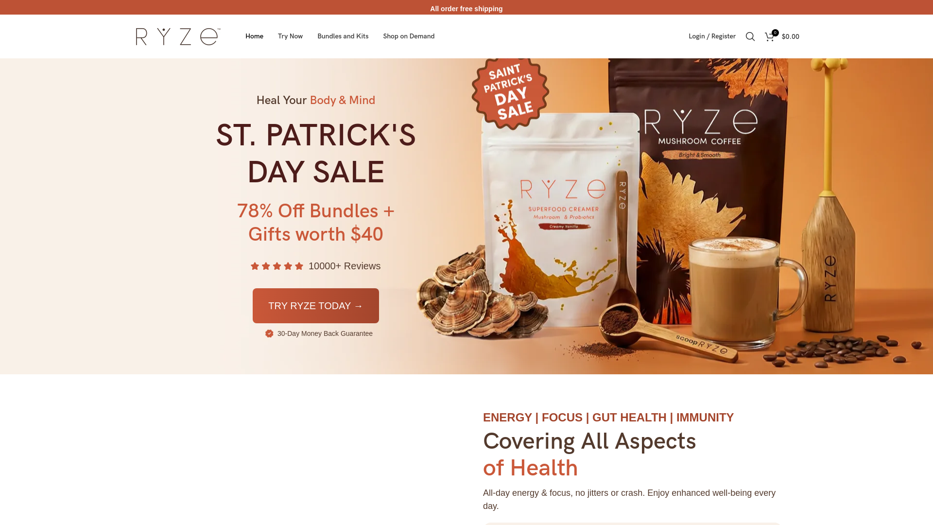 website screenshot of https://ryzesupeerfoods.com