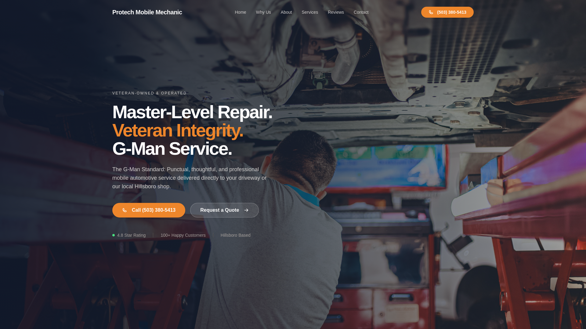 website screenshot of https://protech-mobile-mechanic.pages.dev/