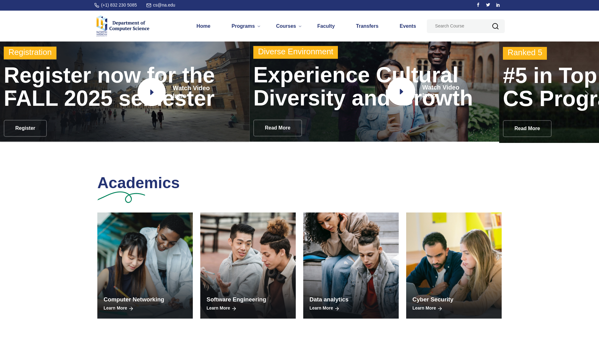website screenshot of https://cs.na.edu