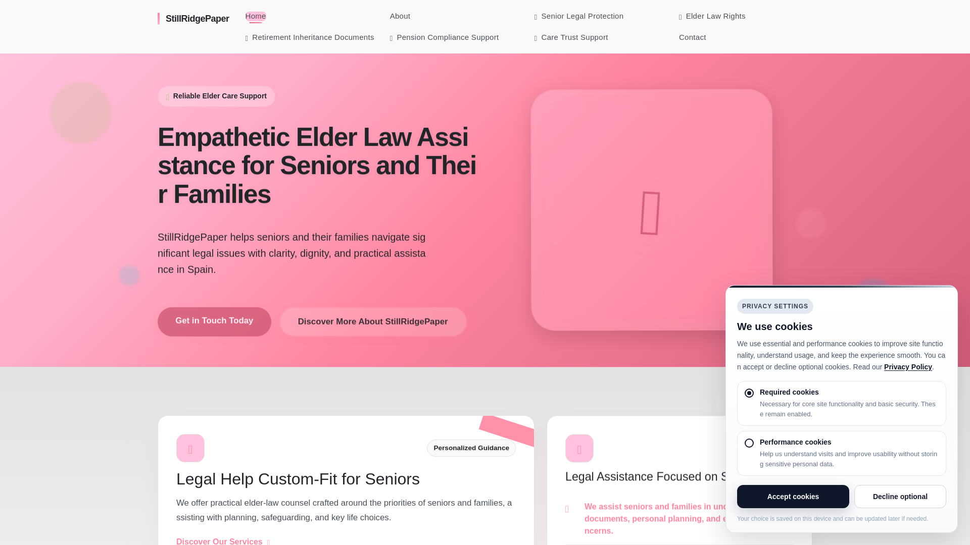 website screenshot of https://stillridgepaper.life