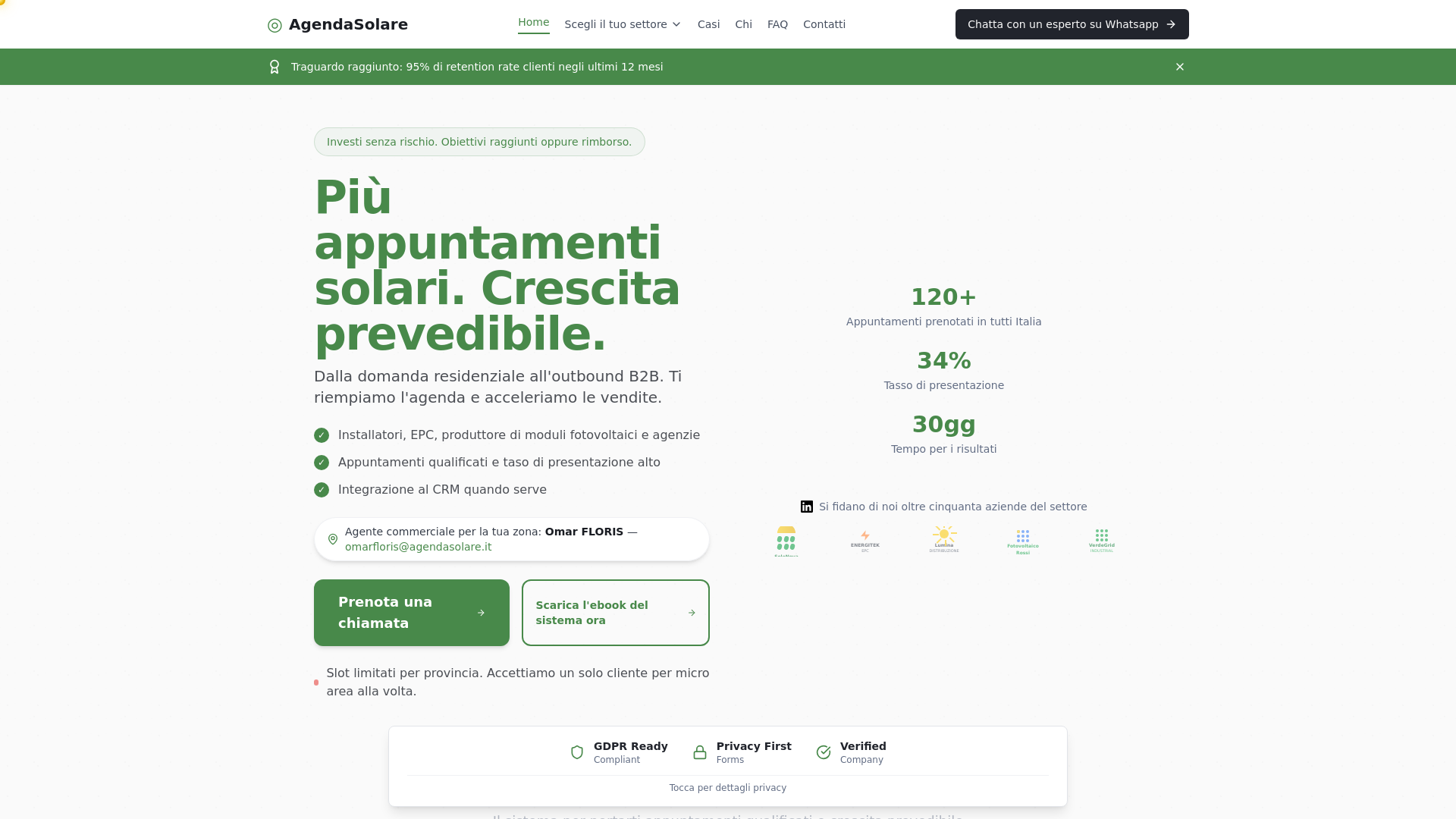 website screenshot of https://agendasolare.com/