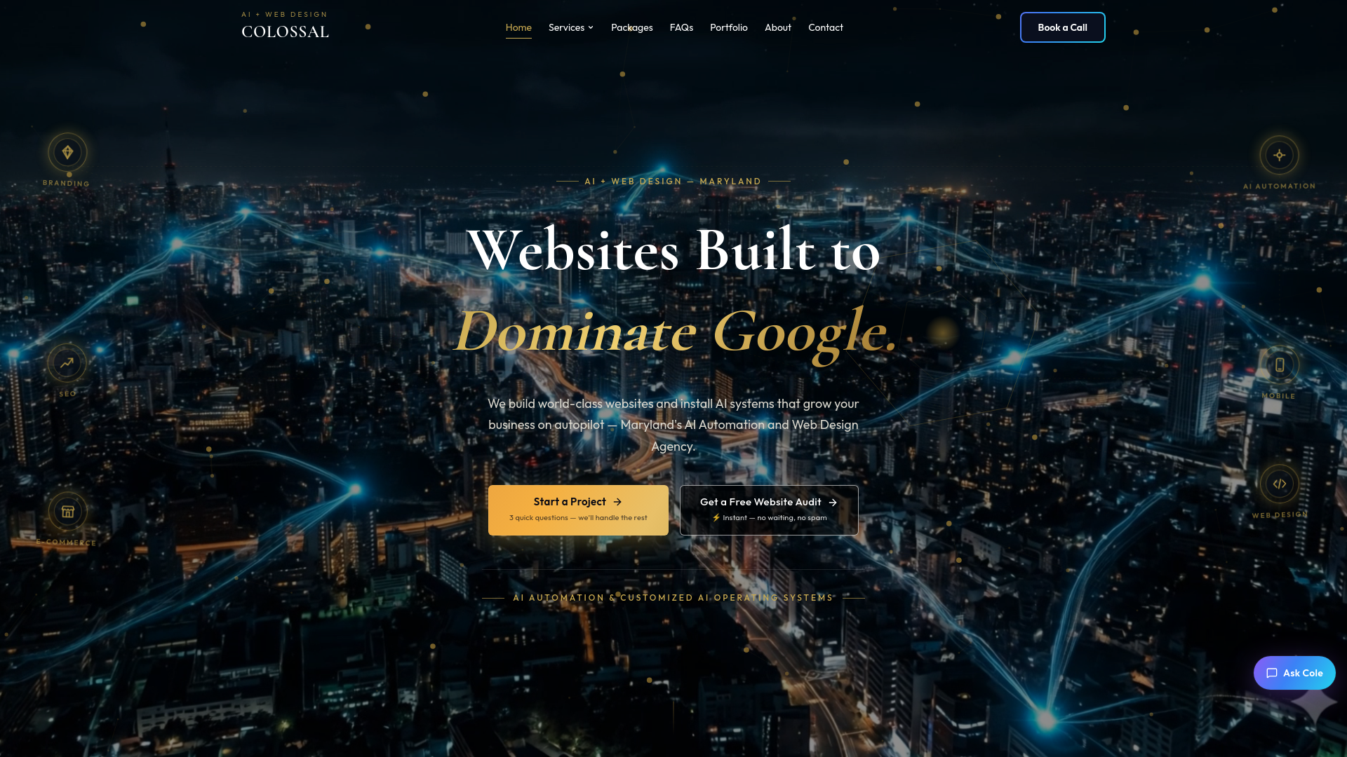 website screenshot of https://colossalautomations.com/