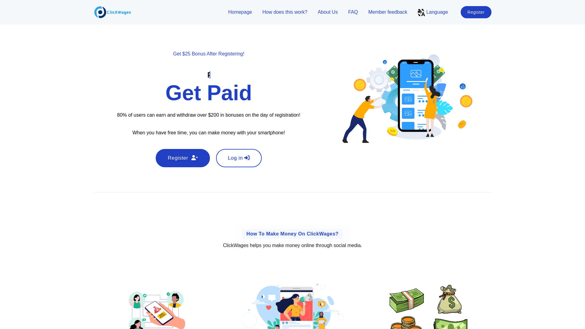 website screenshot of https://clickaobwages.buzz