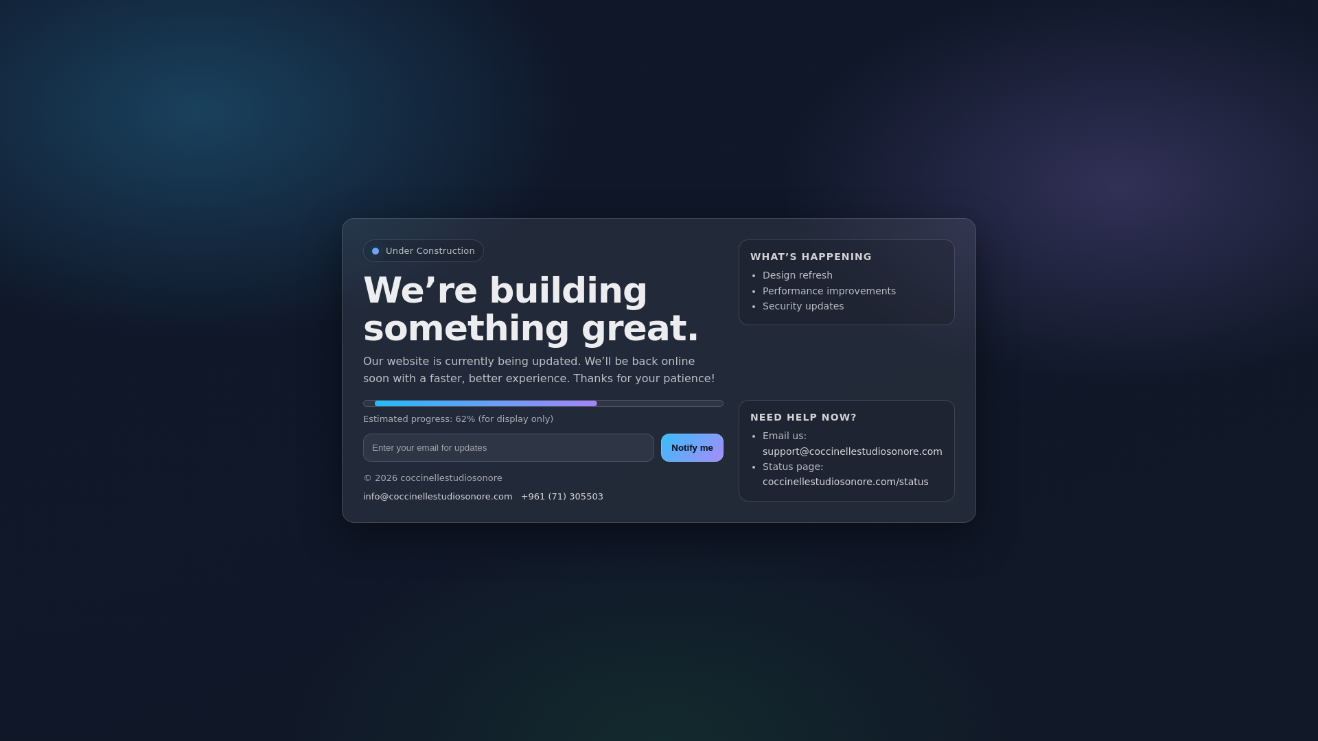 website screenshot of https://coccinellestudiosonore.com/