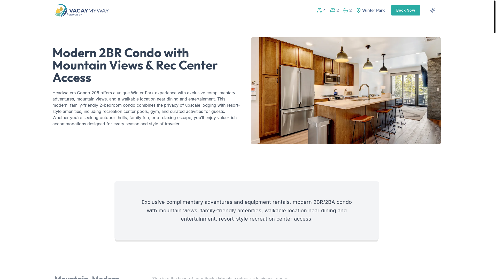website screenshot of https://winterparkvista.house/
