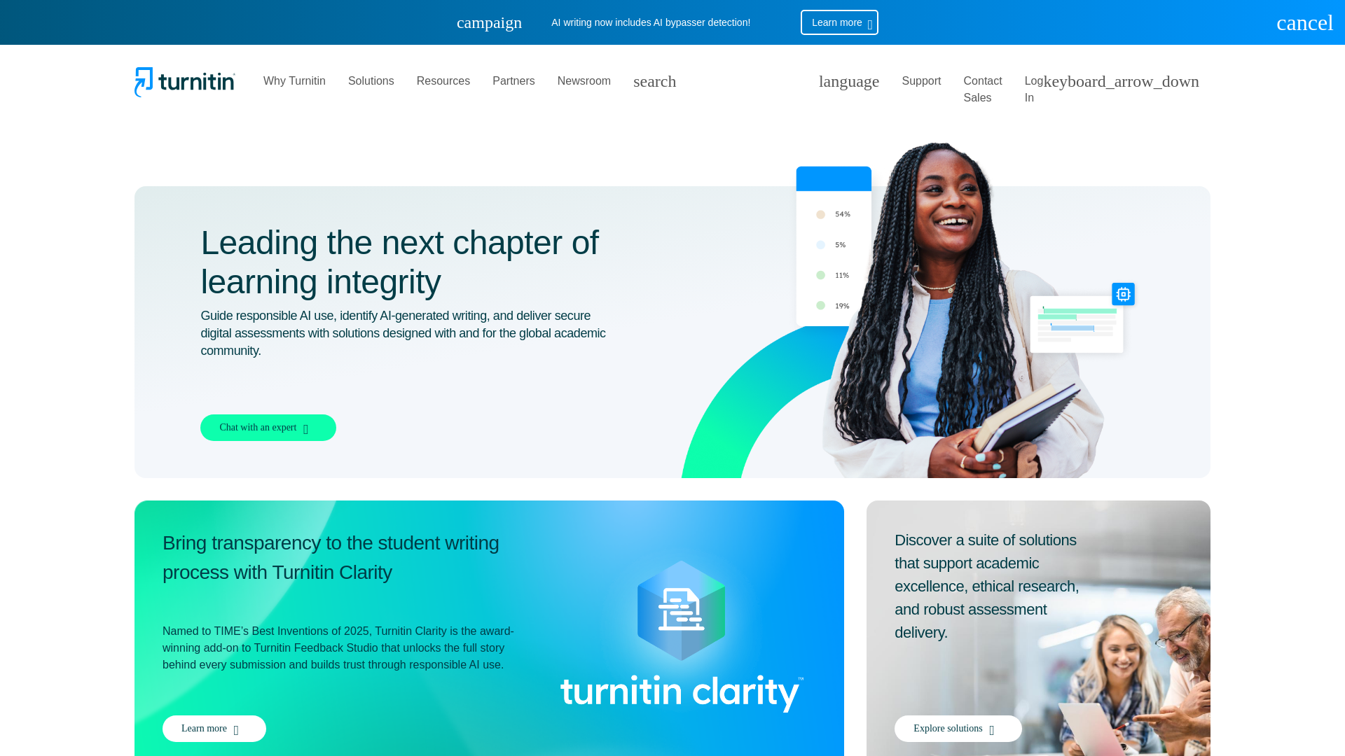 website screenshot of https://www.turnitin.com