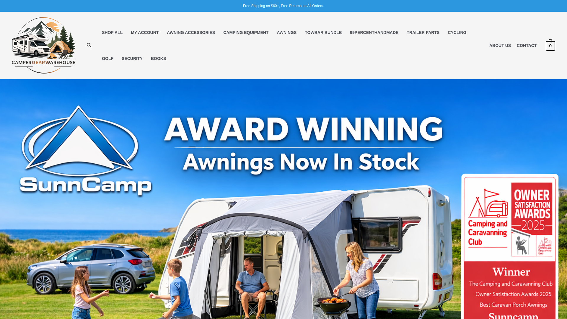 website screenshot of https://campergearwarehouse.com/