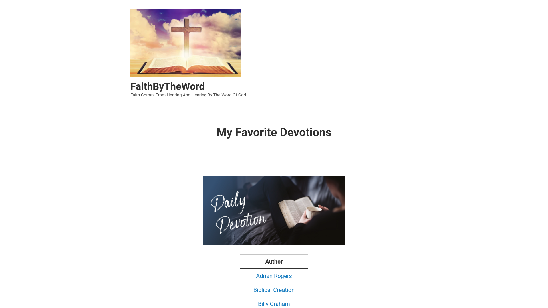 website screenshot of https://myfavoritedevotions.org/