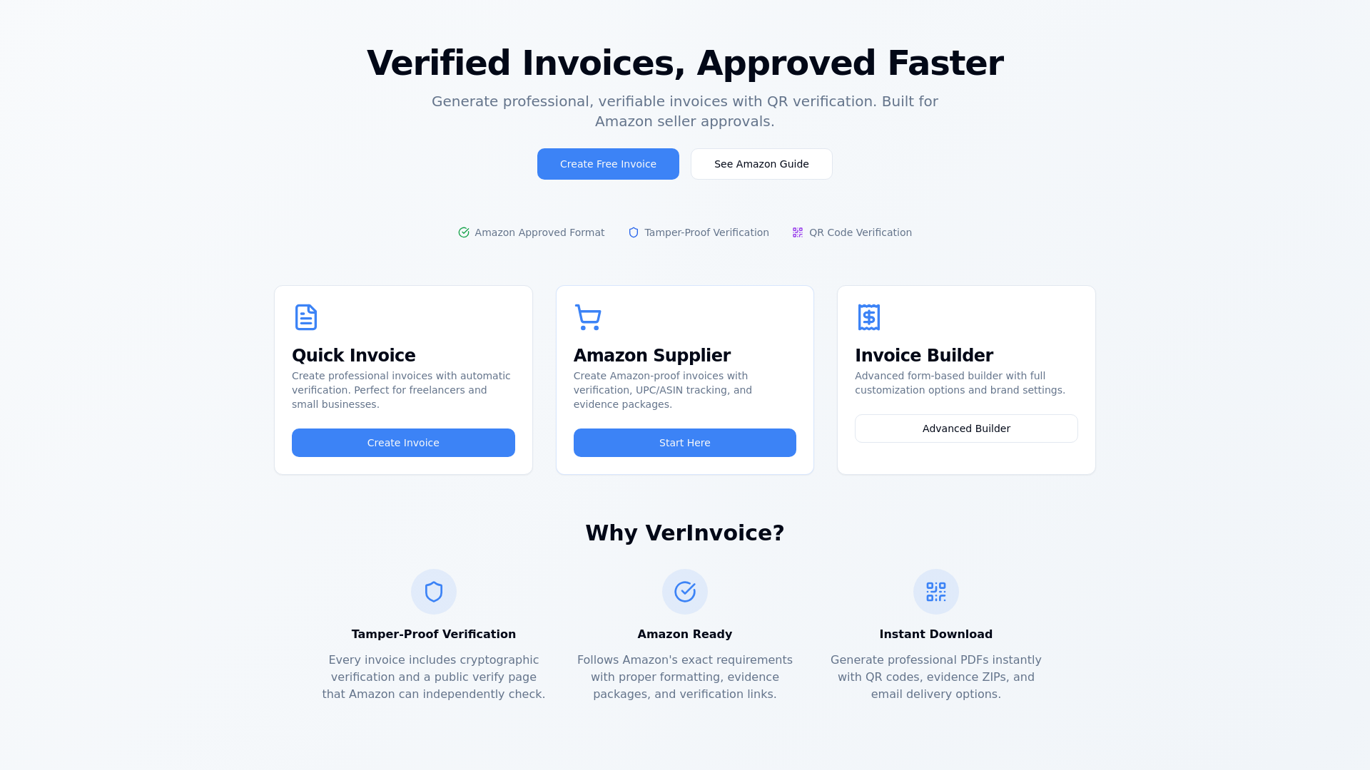 website screenshot of https://verinvoice.com/