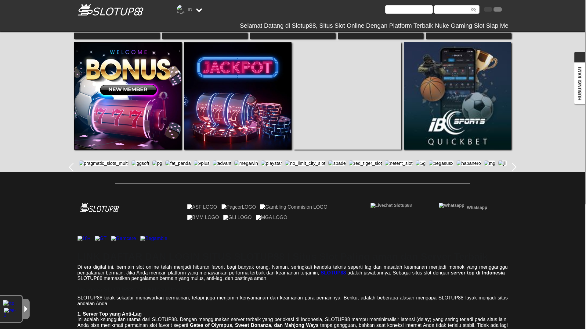 website screenshot of https://slotup88-jago02.com/