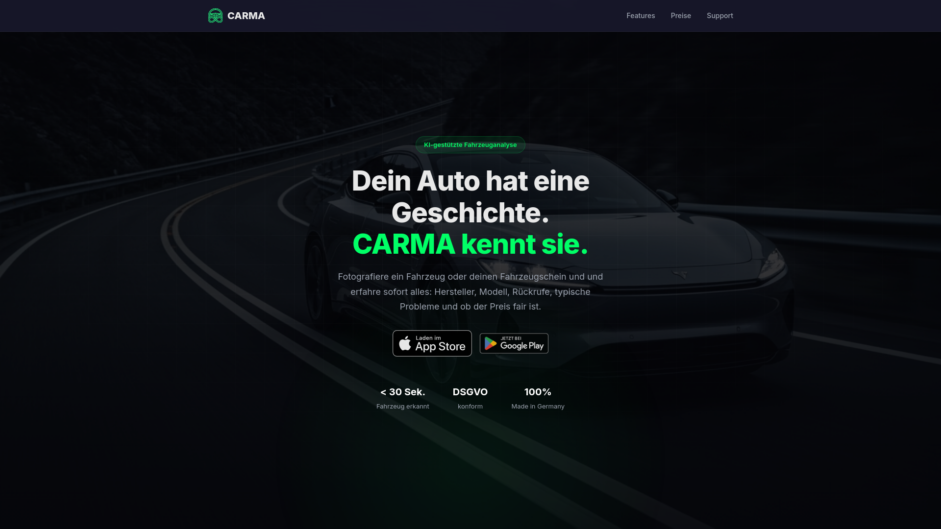 website screenshot of https://getcarma-landingpage.pages.dev/