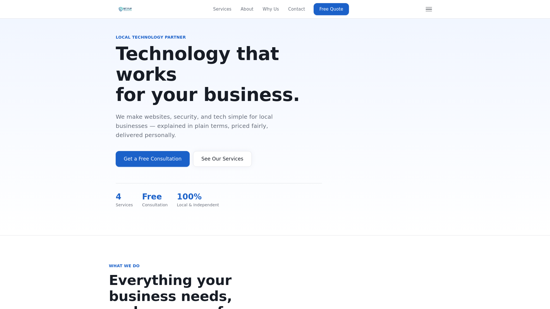website screenshot of https://bitfliptechnologies.com