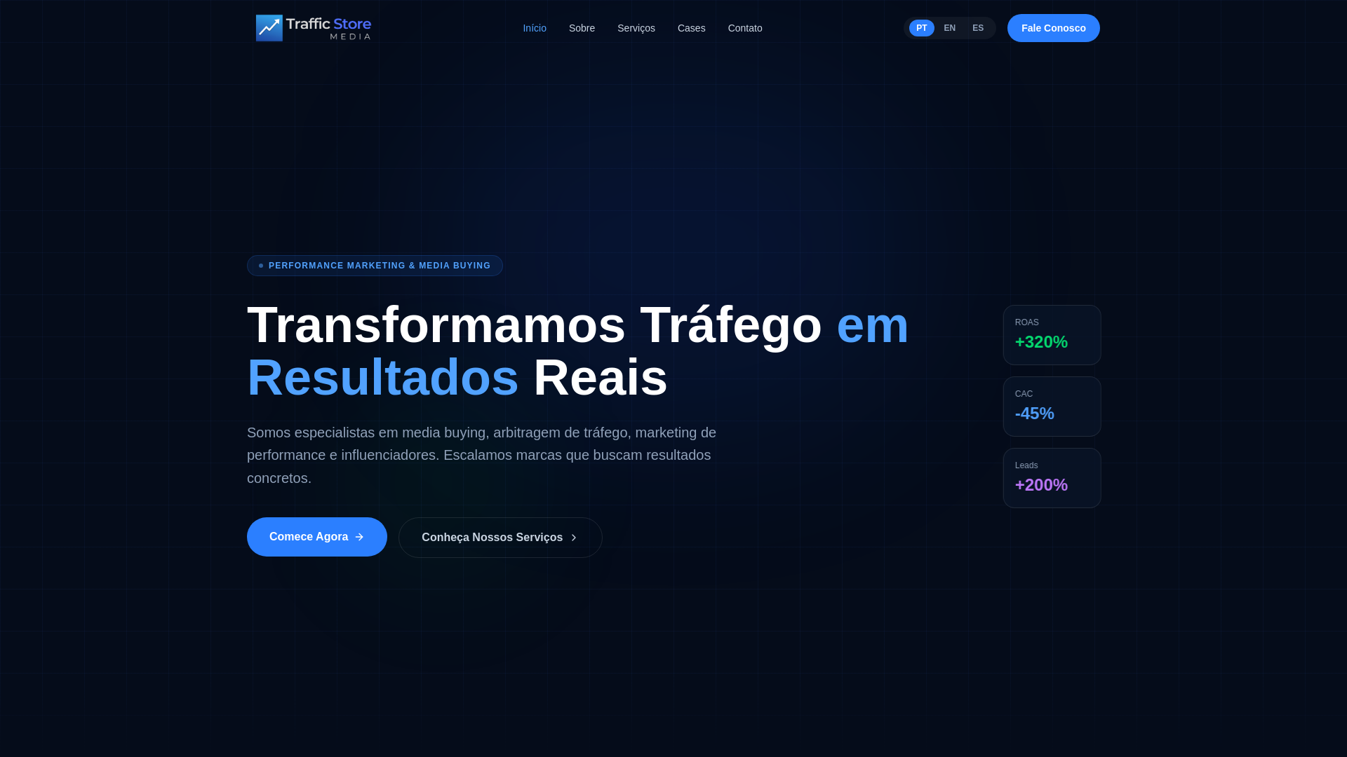 website screenshot of https://trafficstore.com.br