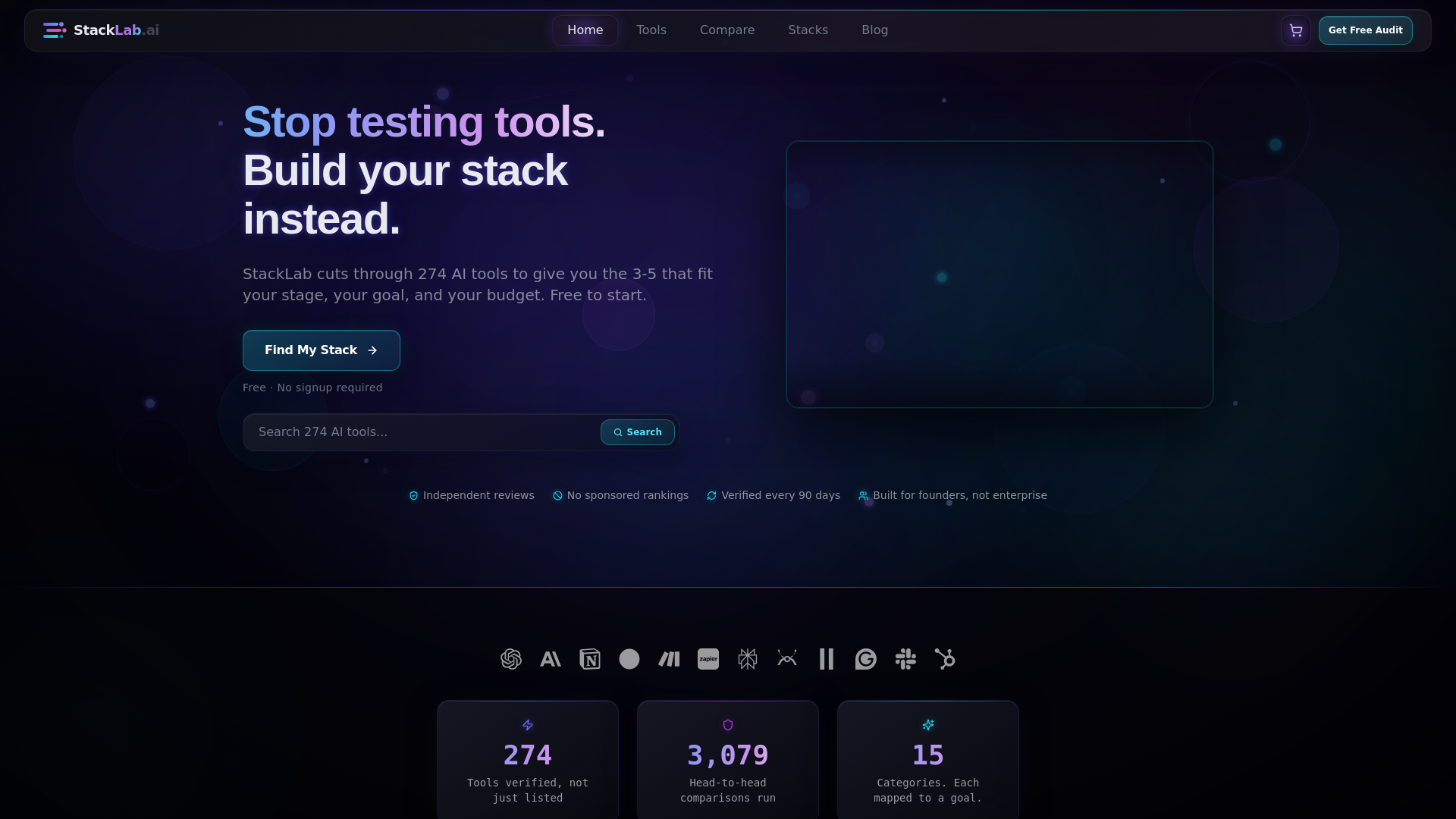 website screenshot of https://stacklabai.pages.dev/