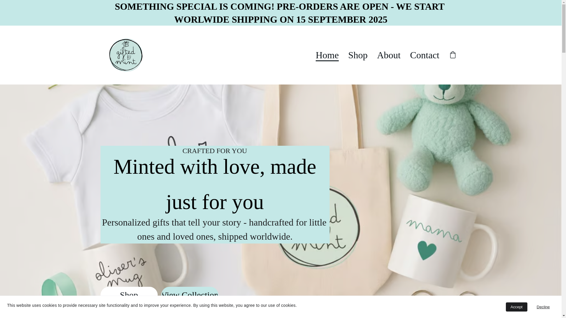 website screenshot of https://giftedbymint.com/