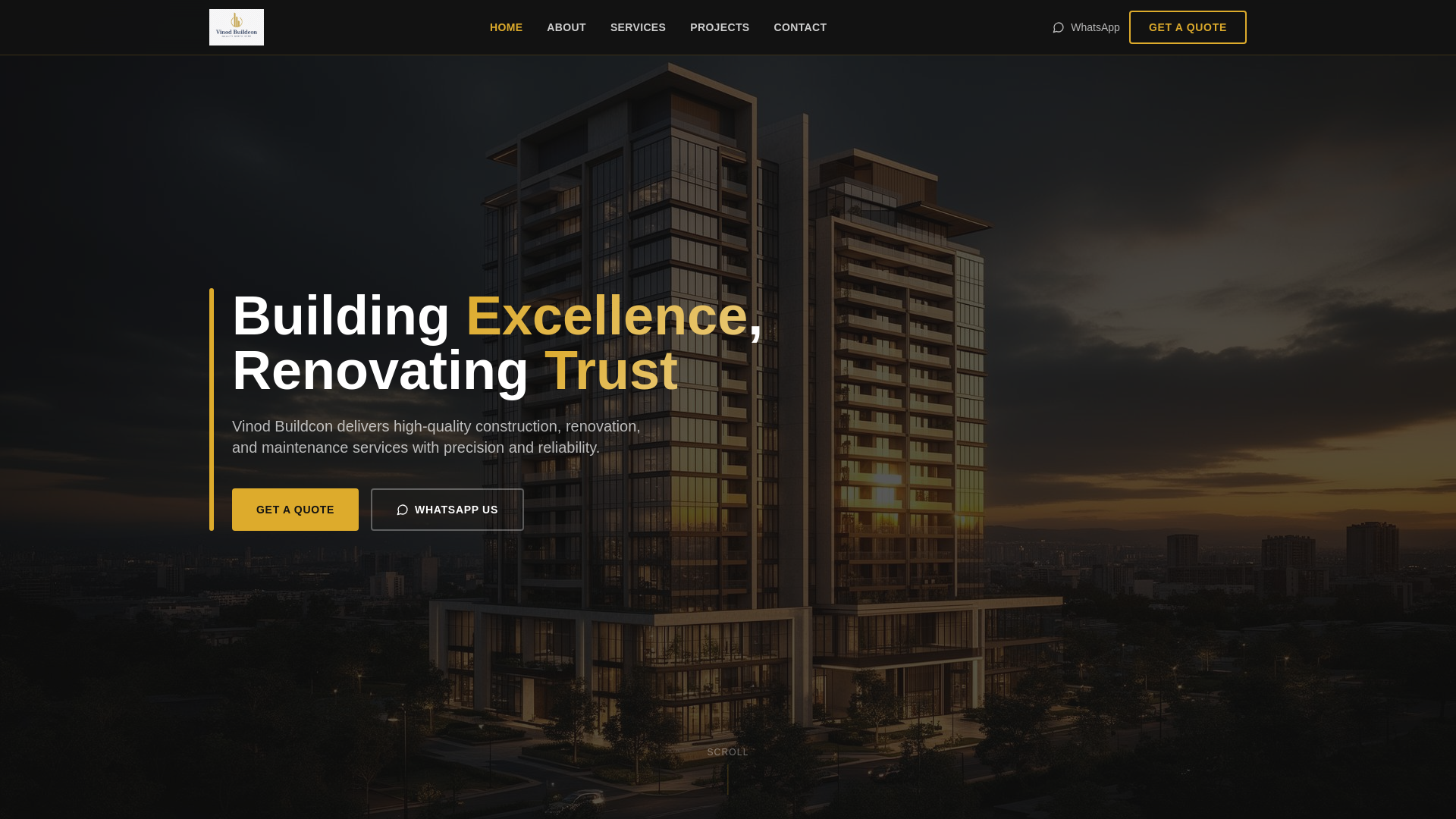 website screenshot of https://vinodbuildcon.com/