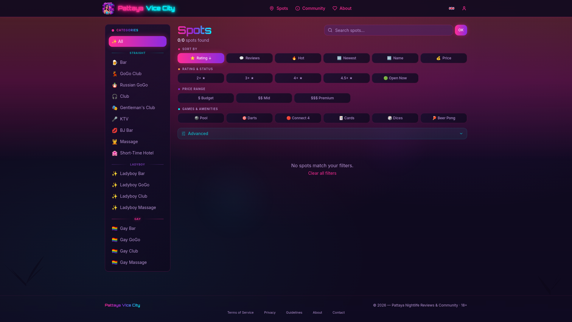 website screenshot of https://pattayavicecity.com/