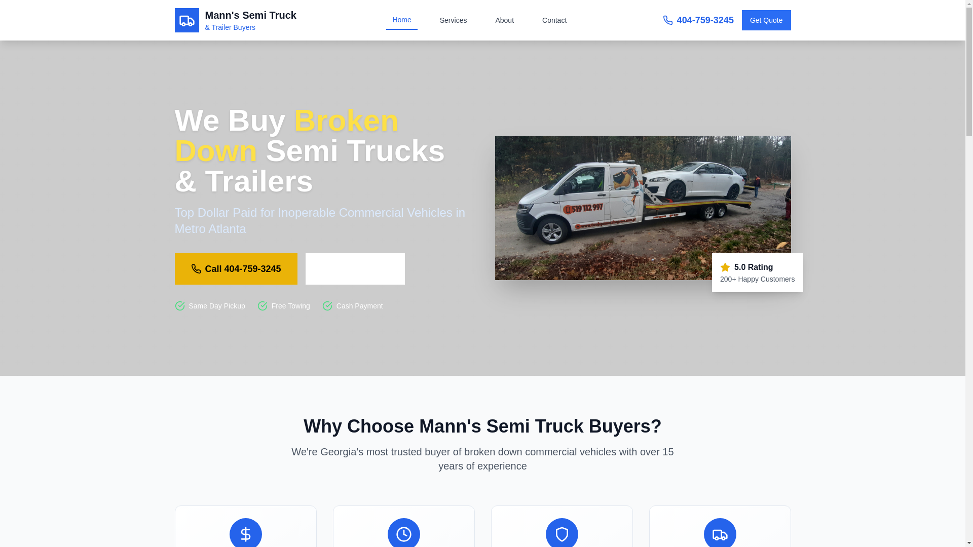 website screenshot of https://semitruckandtrailerbuyers.com/