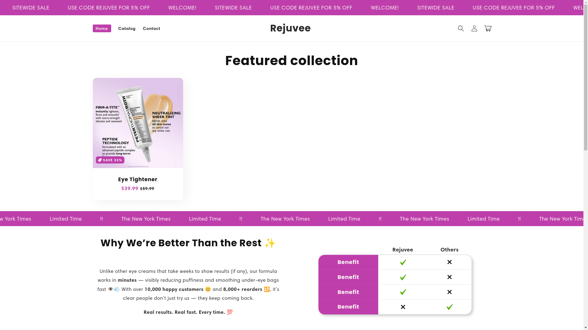 website screenshot of https://rejuvee.store/