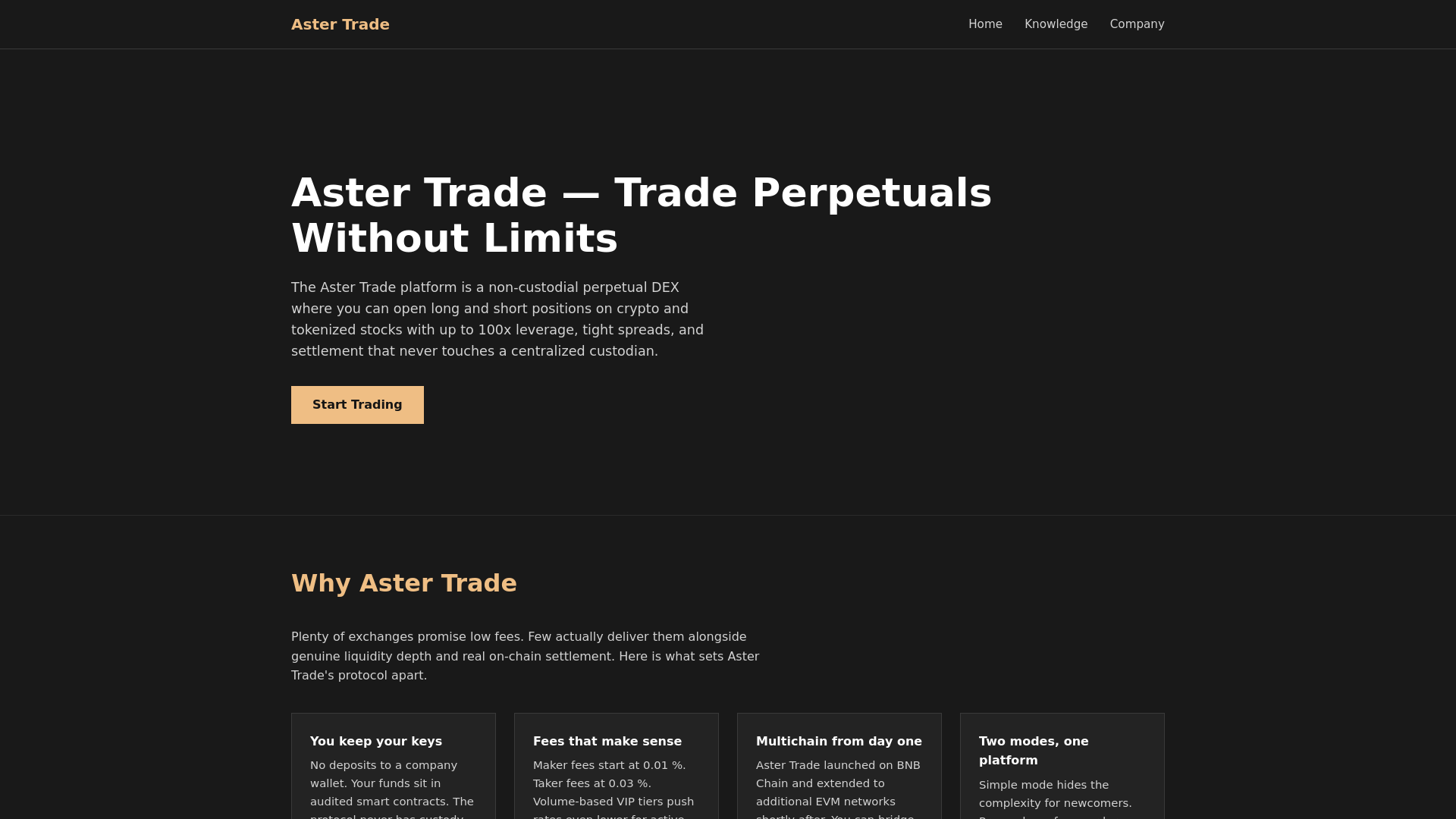 website screenshot of https://aster-trade.net