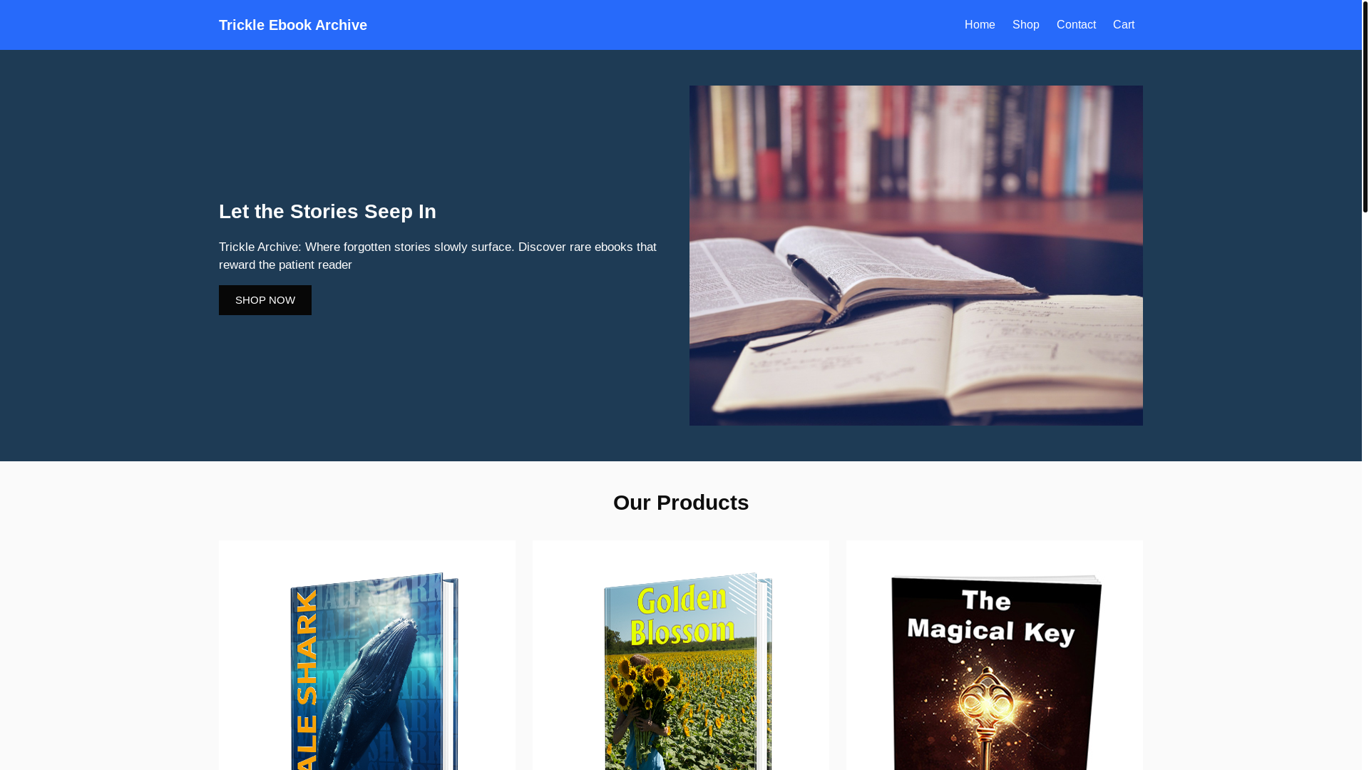 website screenshot of https://trickleebookarchive.com/