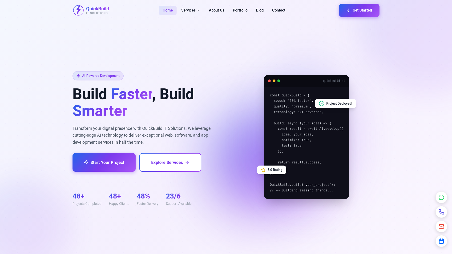 website screenshot of https://quickbuilditsolutions.com/