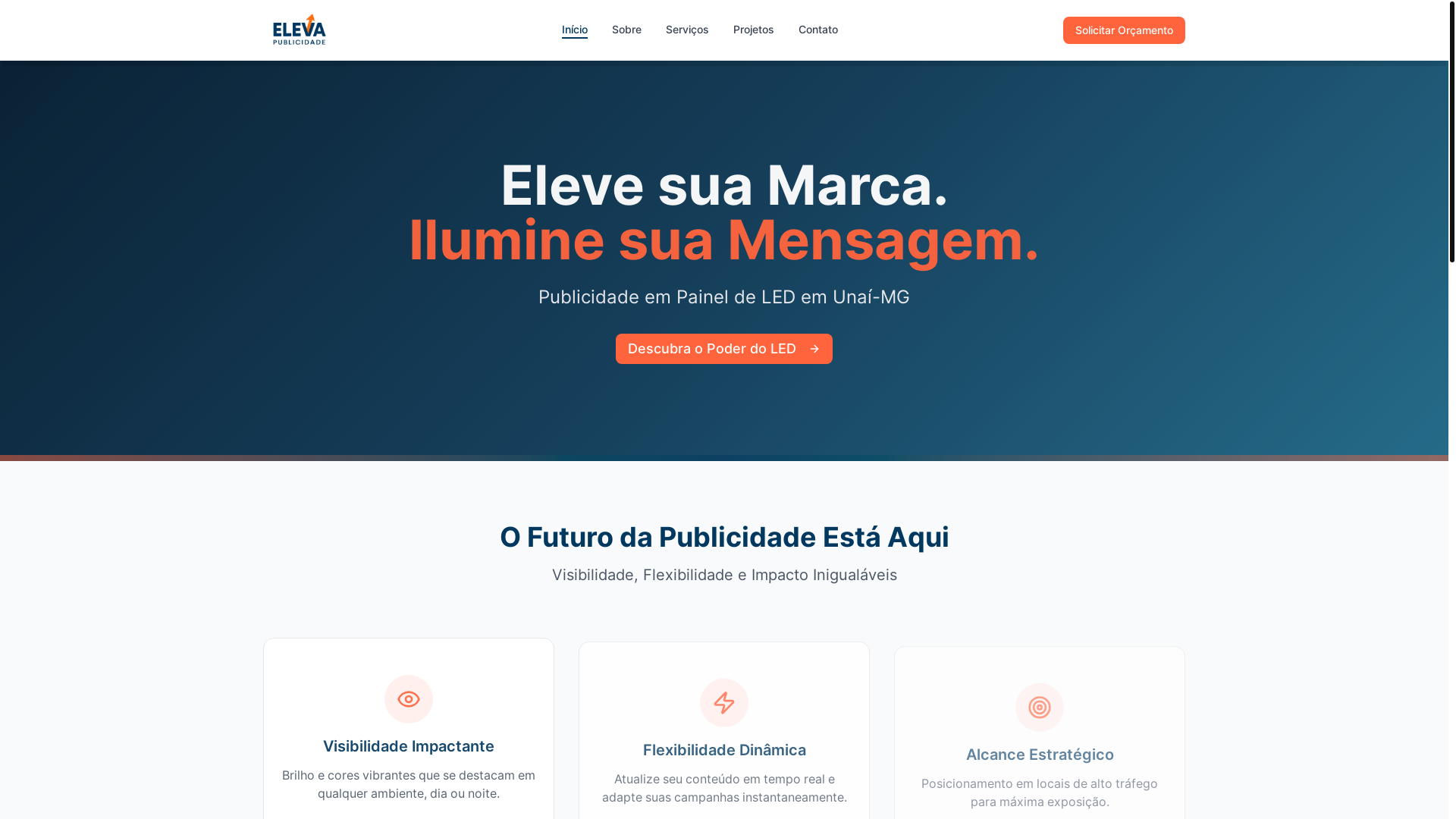 website screenshot of https://elevapublicidade.com.br/