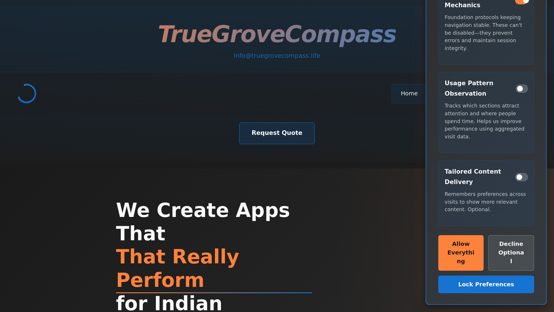 website screenshot of https://truegrovecompass.life/