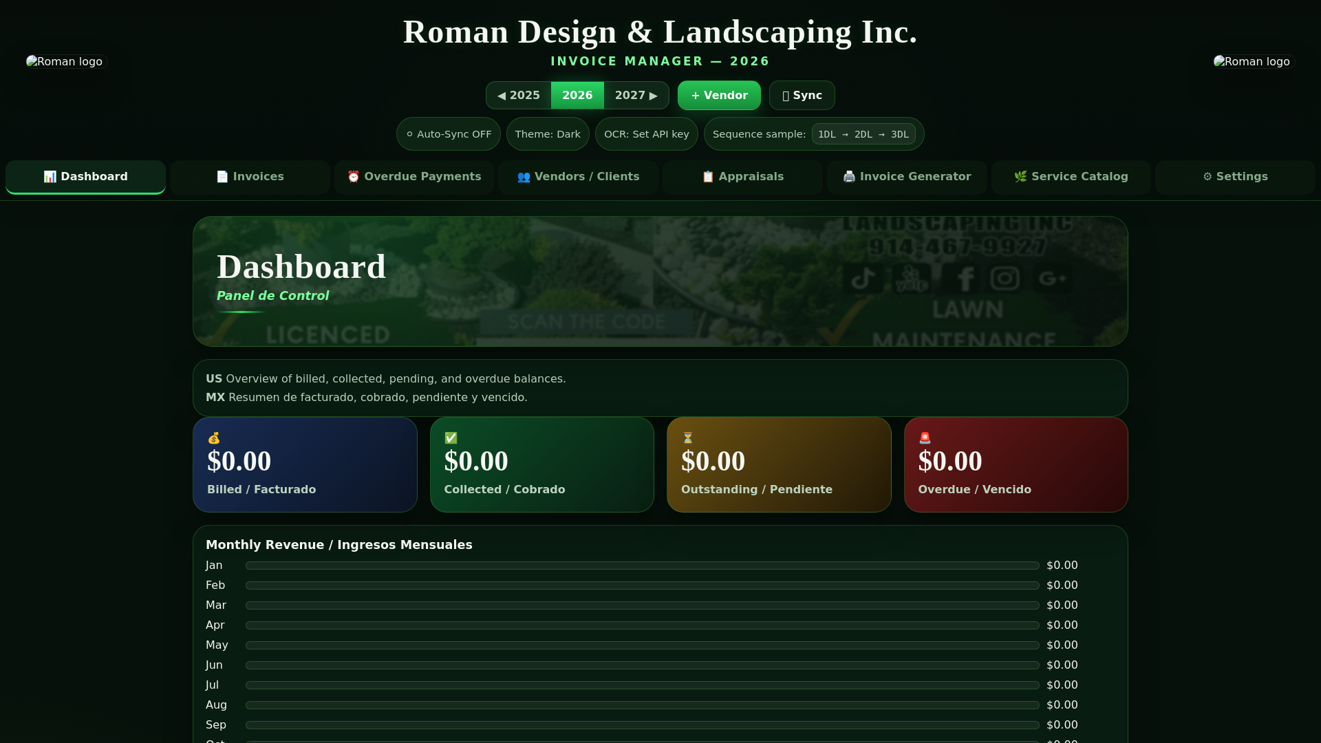 website screenshot of https://roman-landscaping-invoices-clean-v3.pages.dev/