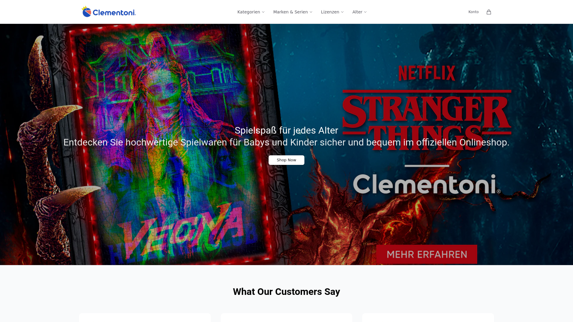 website screenshot of https://clementonishop.shop